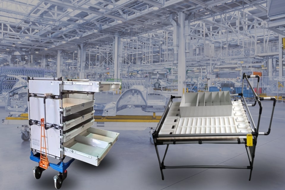 Carrinhos tubulares a excelência na logística do transporte de peças industriais.